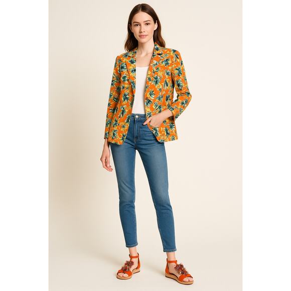 Vacation Bundle | Tahari Floral Blazer + BCBG Pom-Pom Sandals (Size 2 & 36.5) - Picture 1 of 13